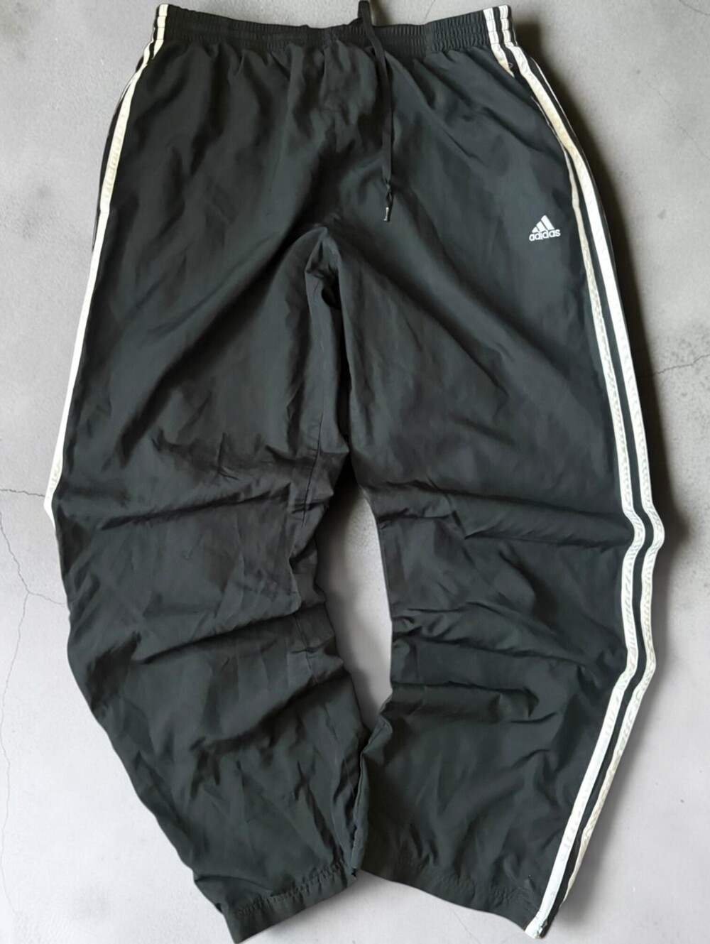 Vintage Y2K Adidas Windbreaker Track pants Mens Large Side Stripes Black White